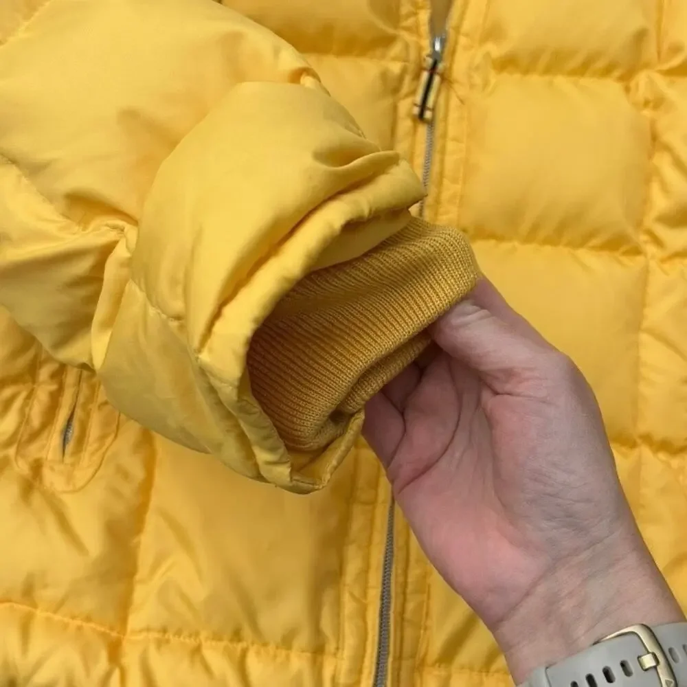 Vintage Y2K Tommy Hilfiger Jeans Yellow Puffer Coat Women's Size Medium Preppy